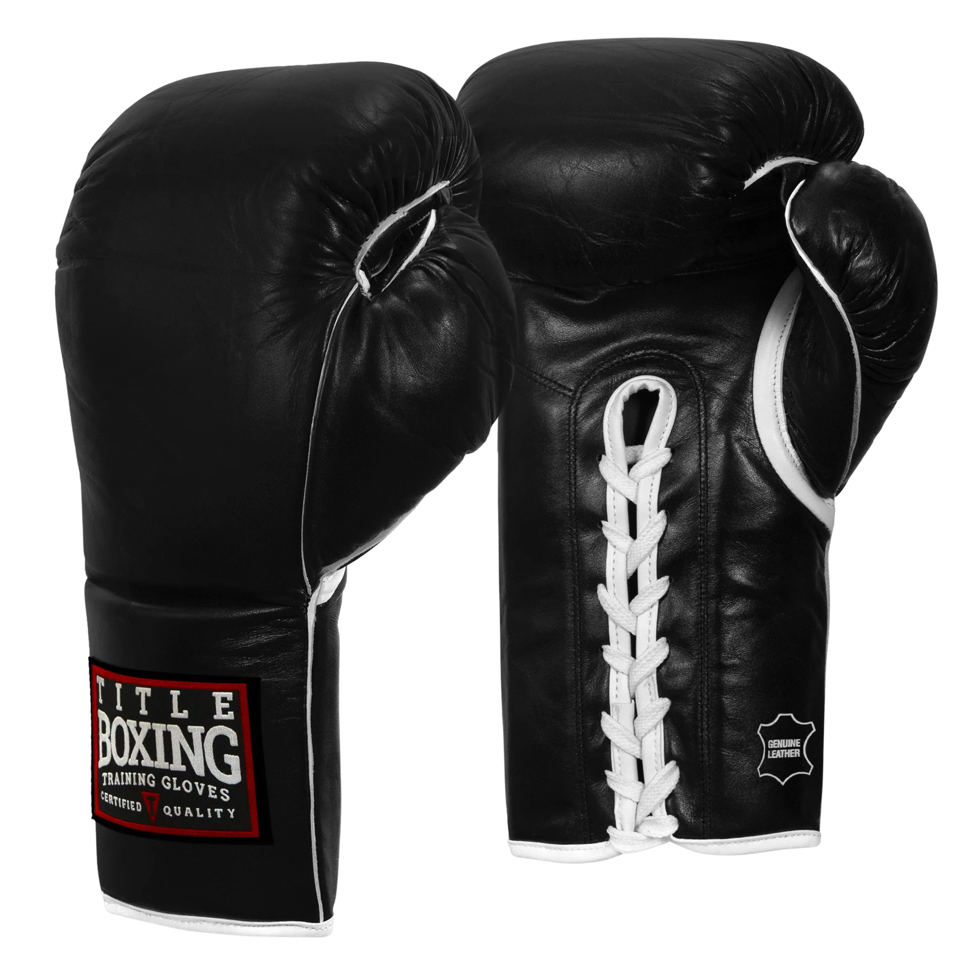 TITLE Boxing Old School Leather Lace-Up Sparring Boxing Gloves - Image 3